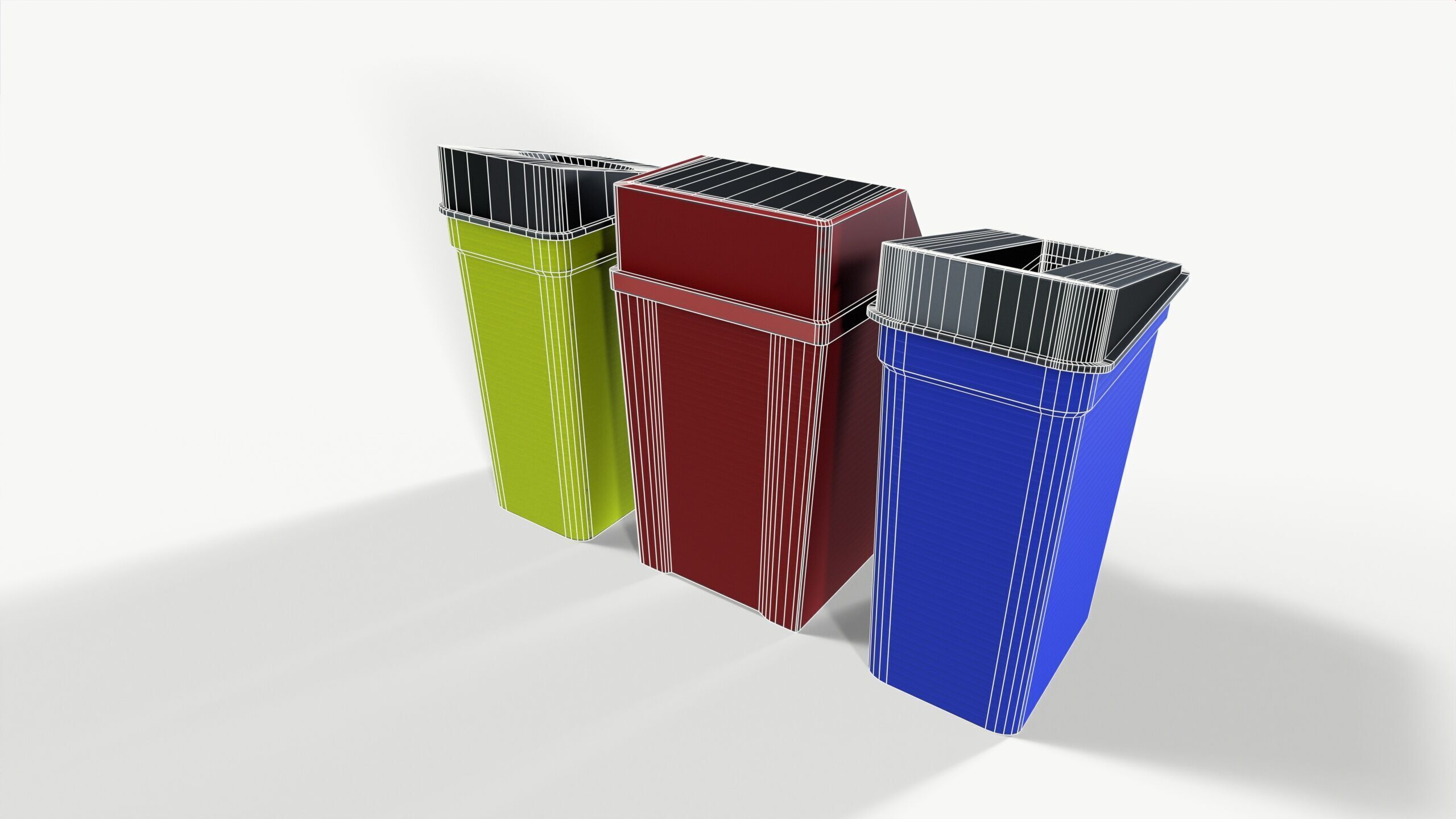 Garbage bins Low-poly 3D model_7