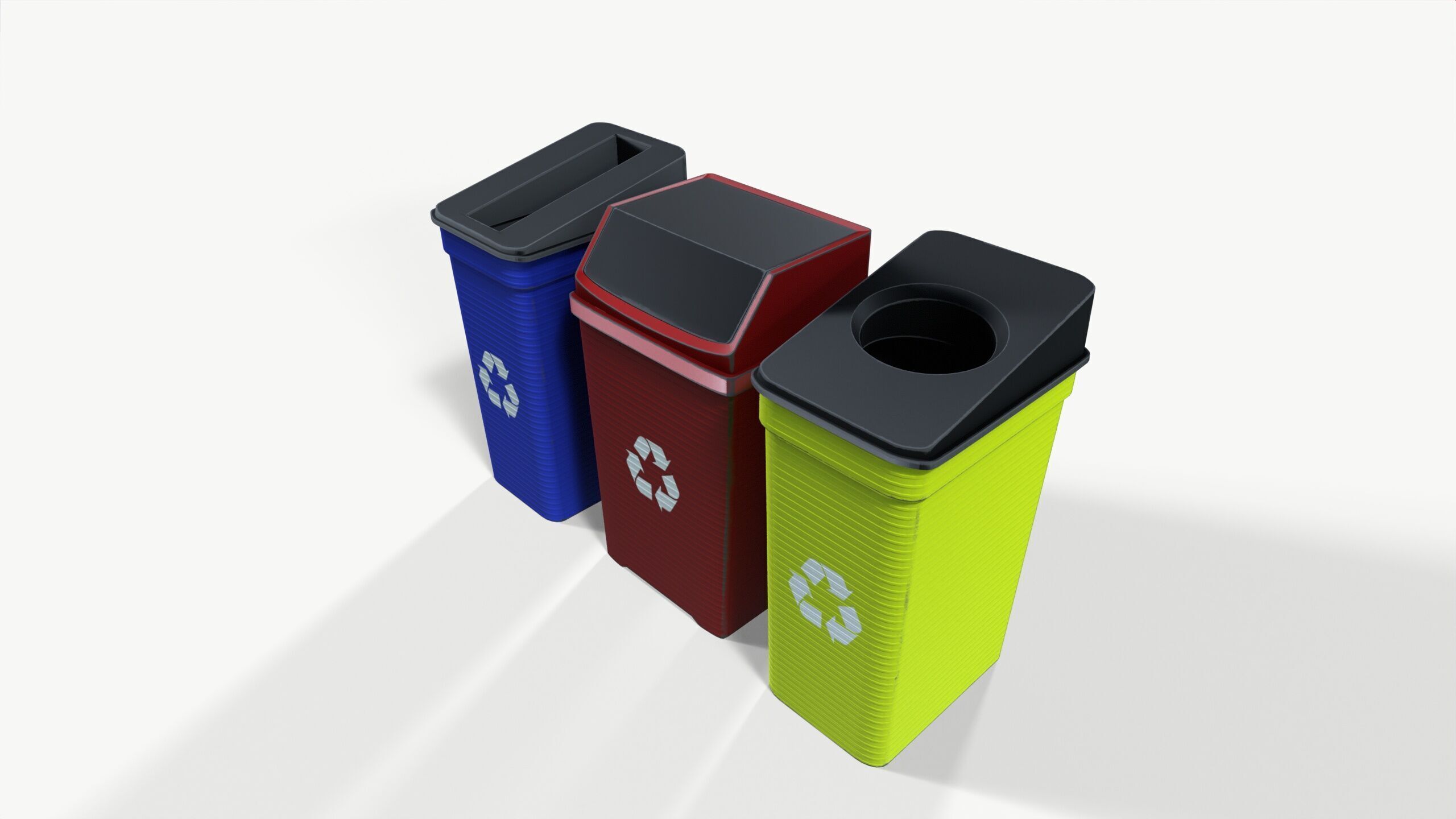 Garbage bins Low-poly 3D model_2