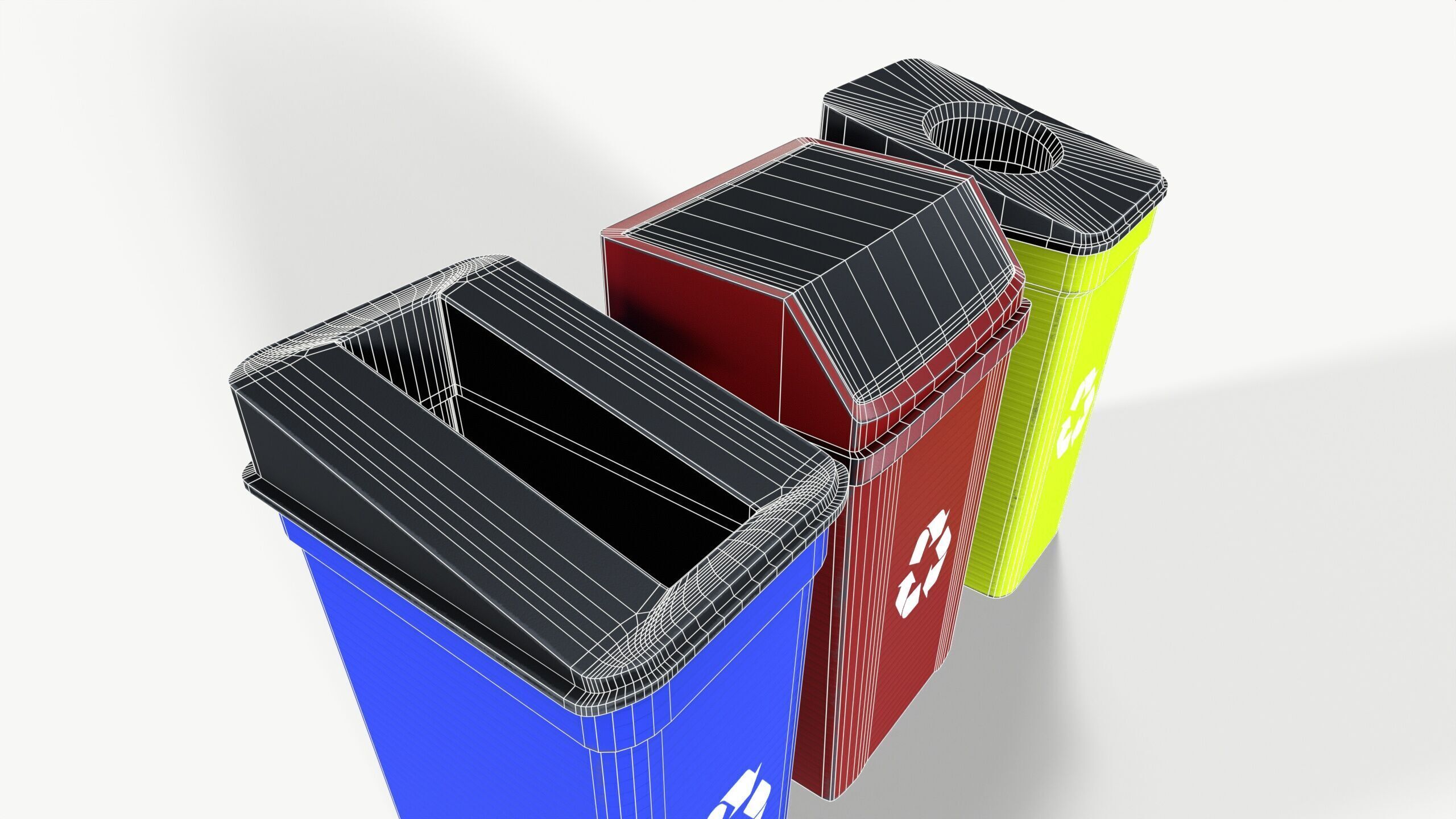 Garbage bins Low-poly 3D model_8