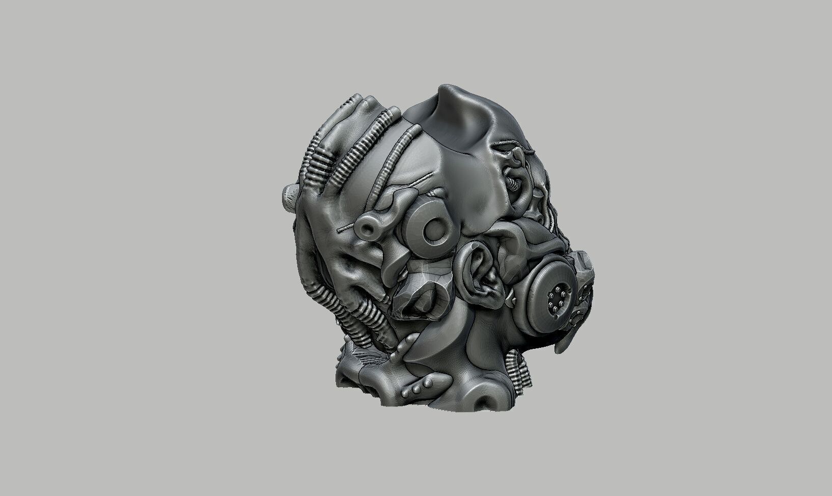 Human Robot skull Ps5 controller stand 3D print model_8