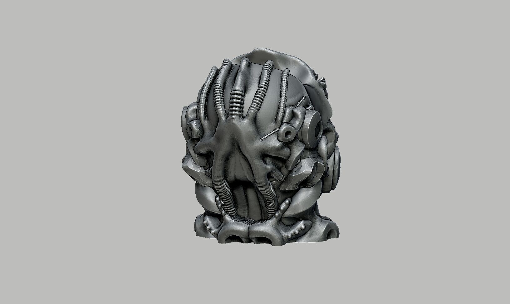 Human Robot skull Ps5 controller stand 3D print model_9