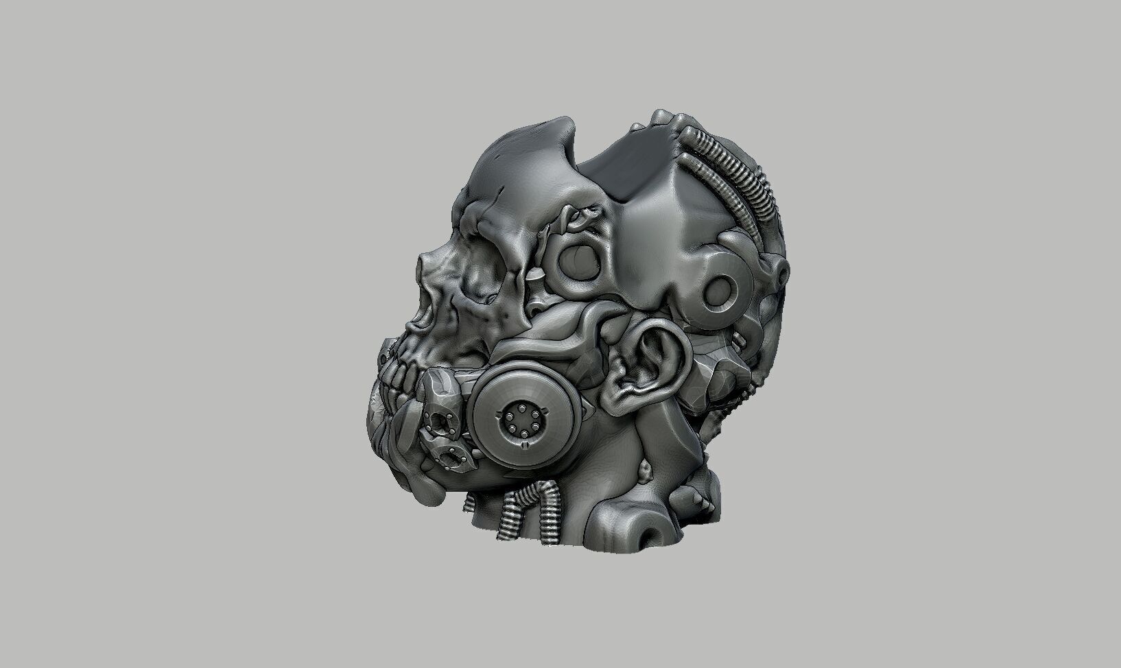 Human Robot skull Ps5 controller stand 3D print model_10