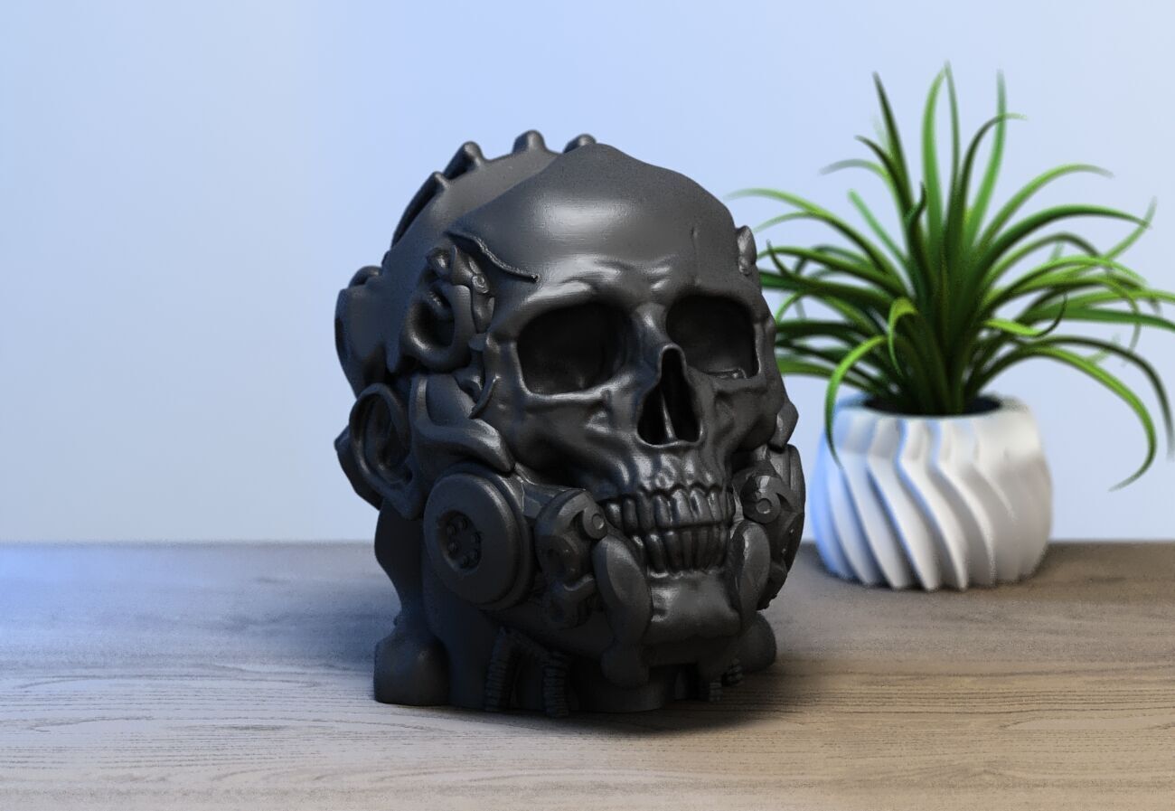 Human Robot skull Ps5 controller stand 3D print model_2