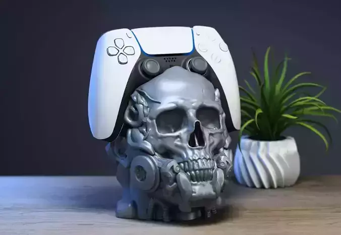 Human Robot skull Ps5 controller stand 3D print model