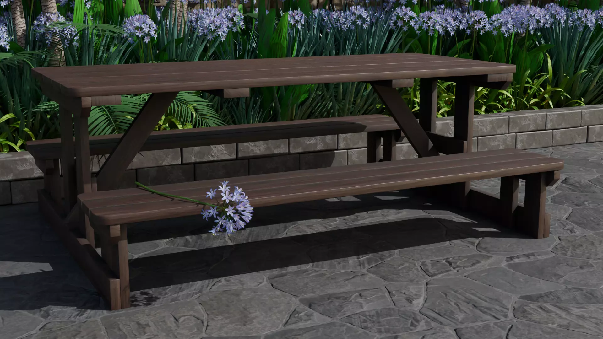 Nr-03 Wooden Park Bench Low-poly 3D model