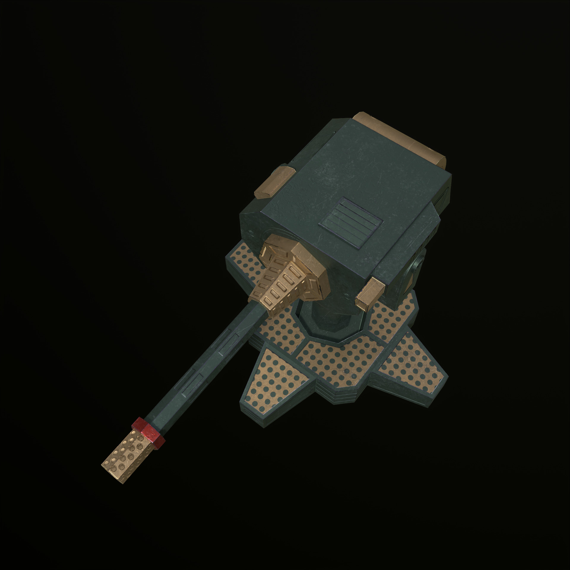 Machinegun Turret PBR Low-poly 3D model_12
