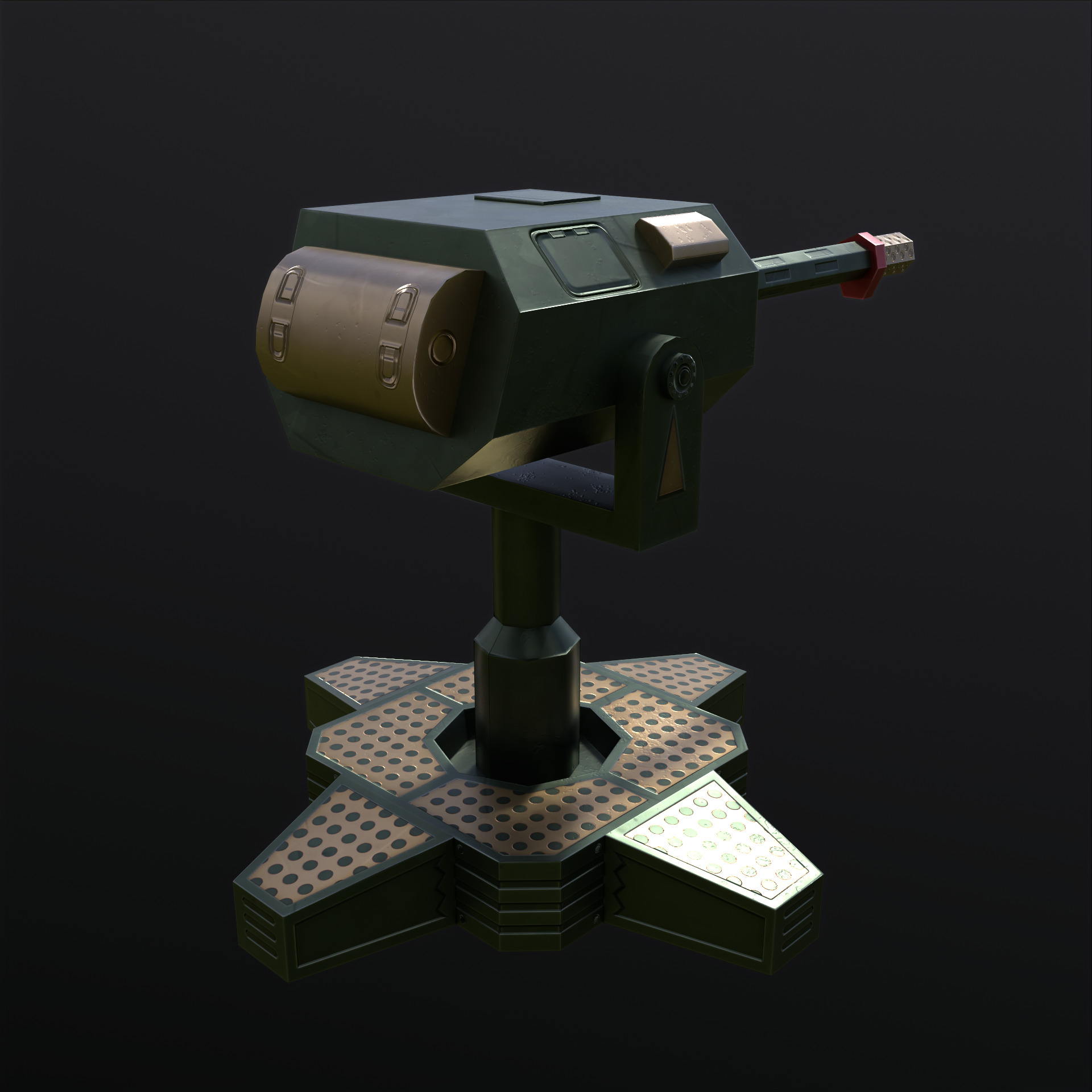 Machinegun Turret PBR Low-poly 3D model_16