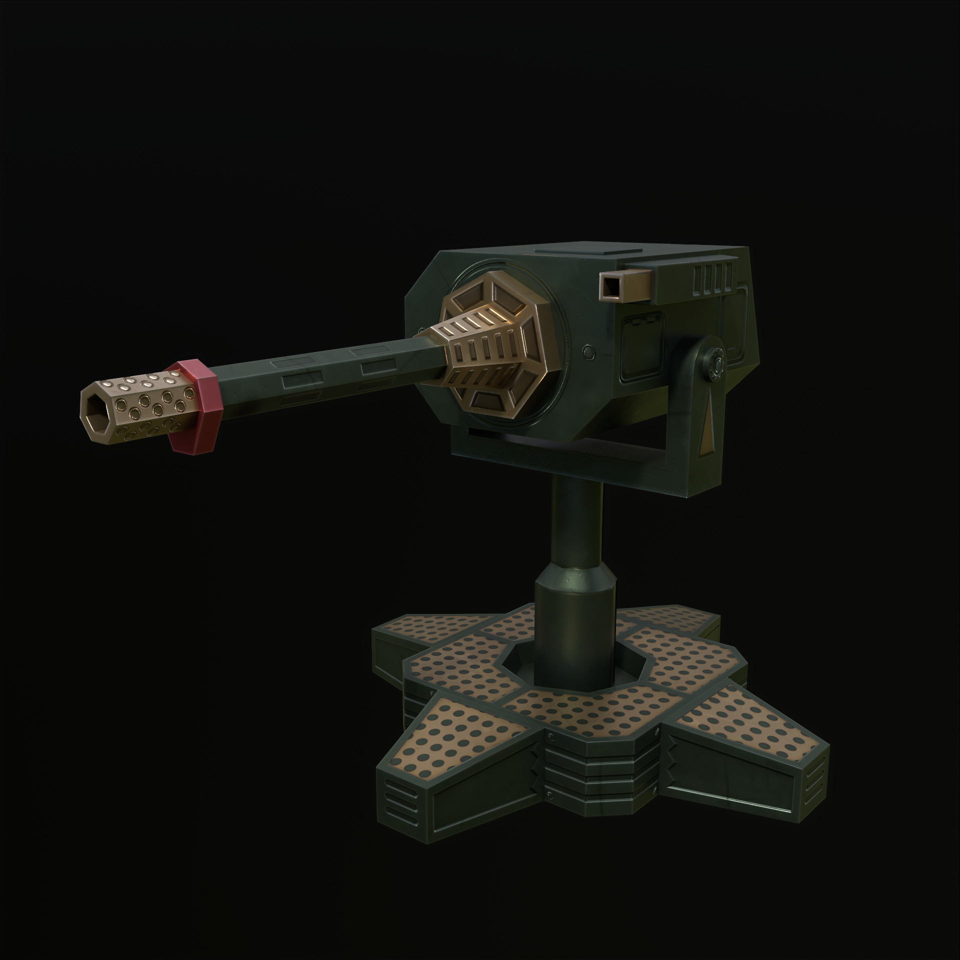 Machinegun Turret PBR Low-poly 3D model_13