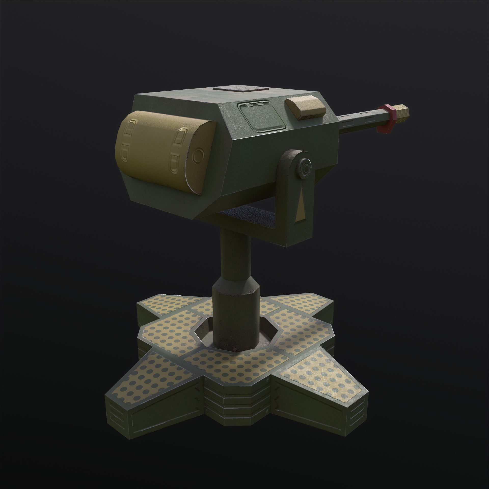 Machinegun Turret PBR Low-poly 3D model_6