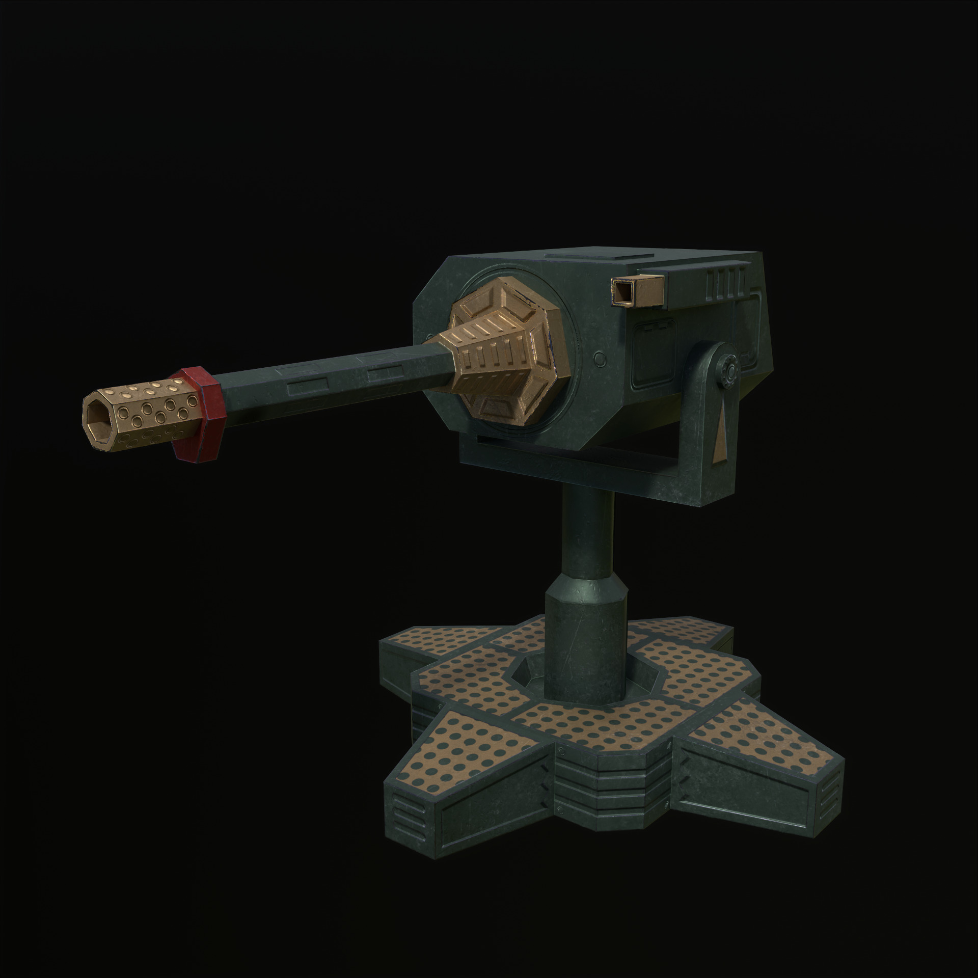 Machinegun Turret PBR Low-poly 3D model_8