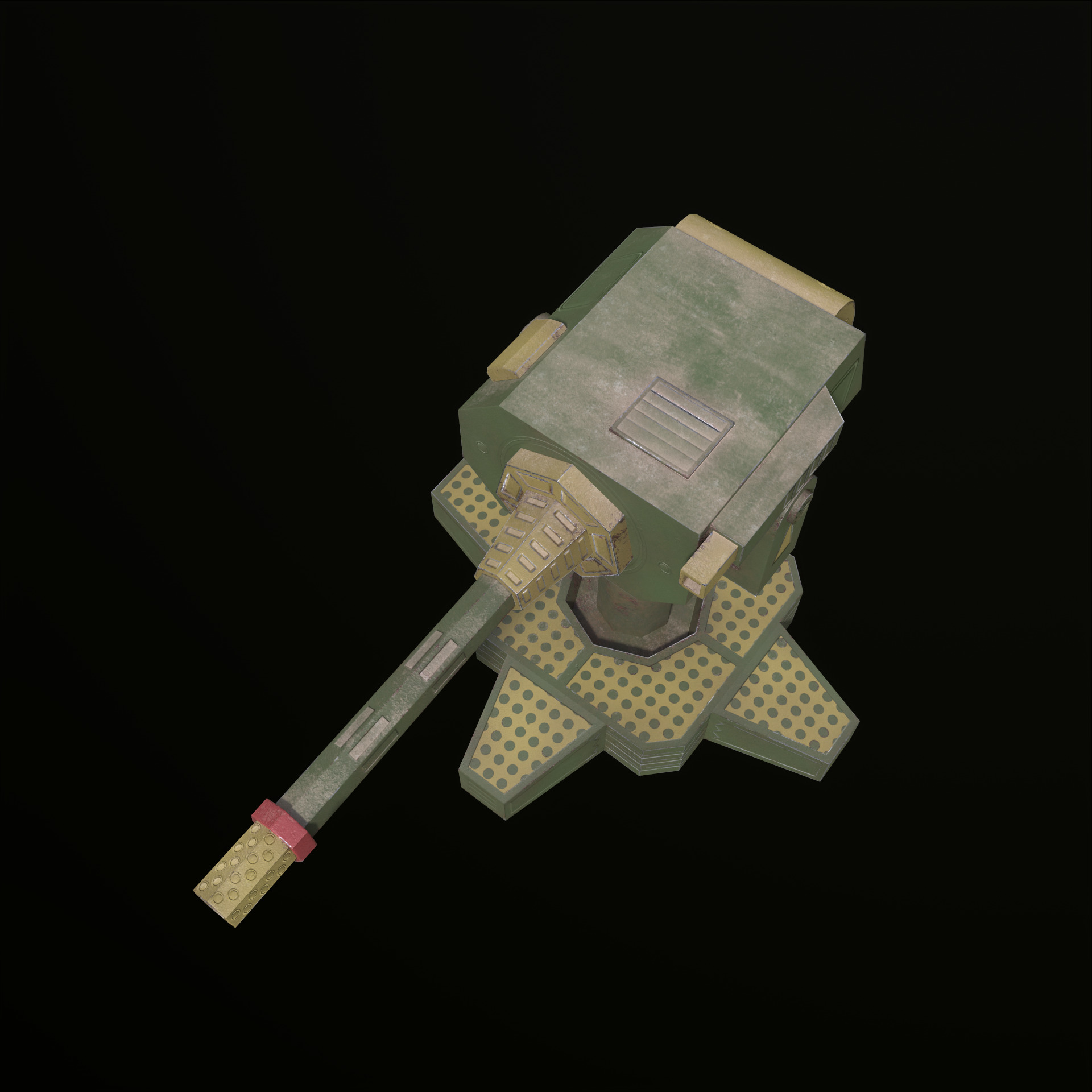 Machinegun Turret PBR Low-poly 3D model_7