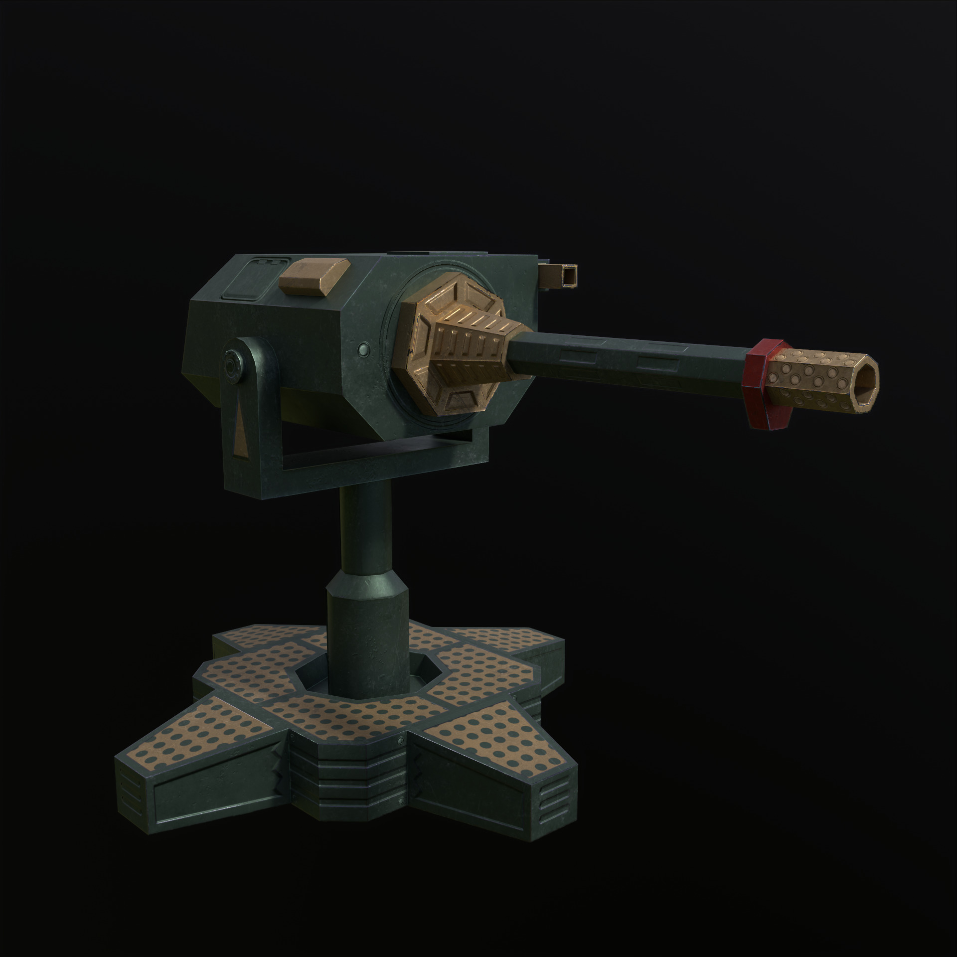Machinegun Turret PBR Low-poly 3D model_10