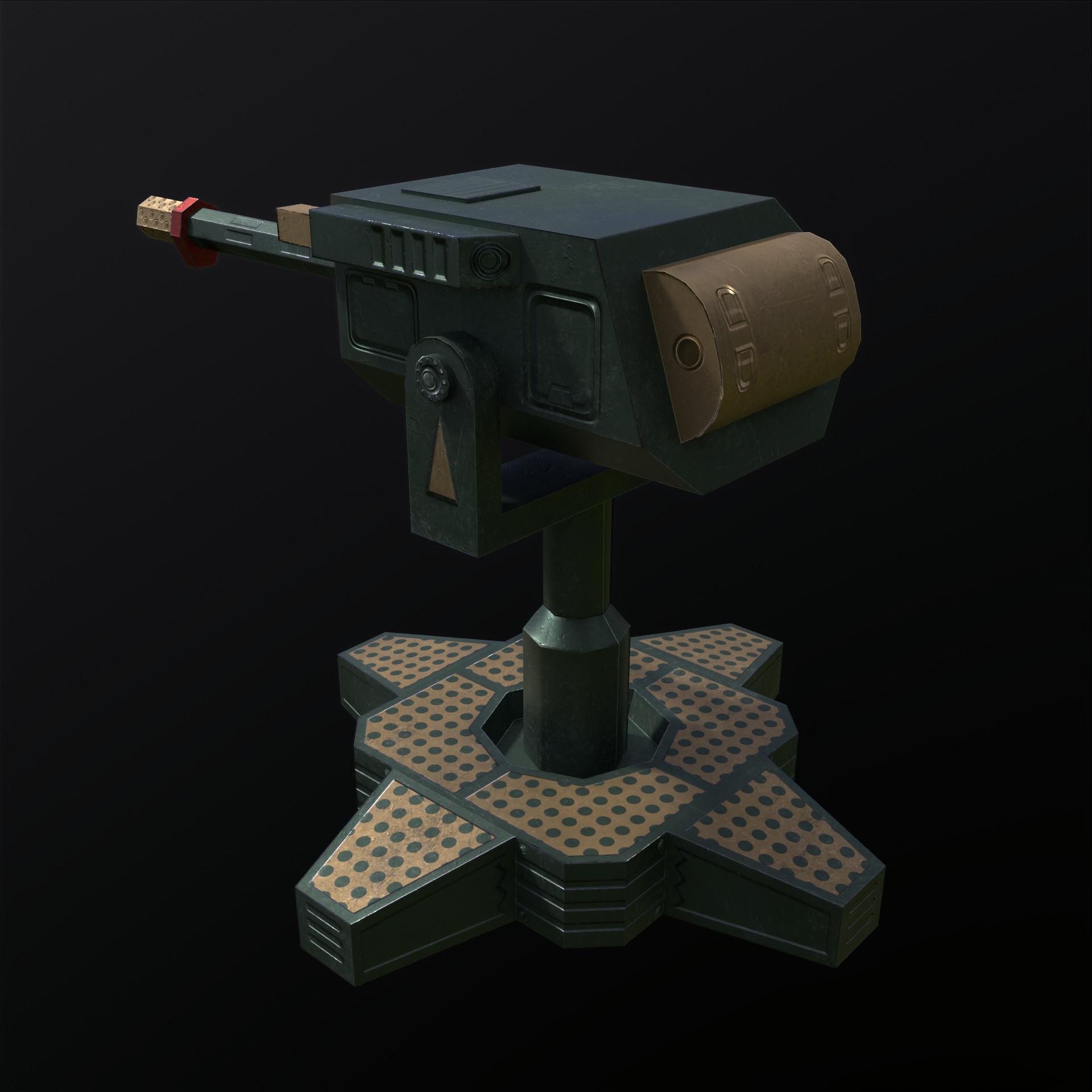 Machinegun Turret PBR Low-poly 3D model_14
