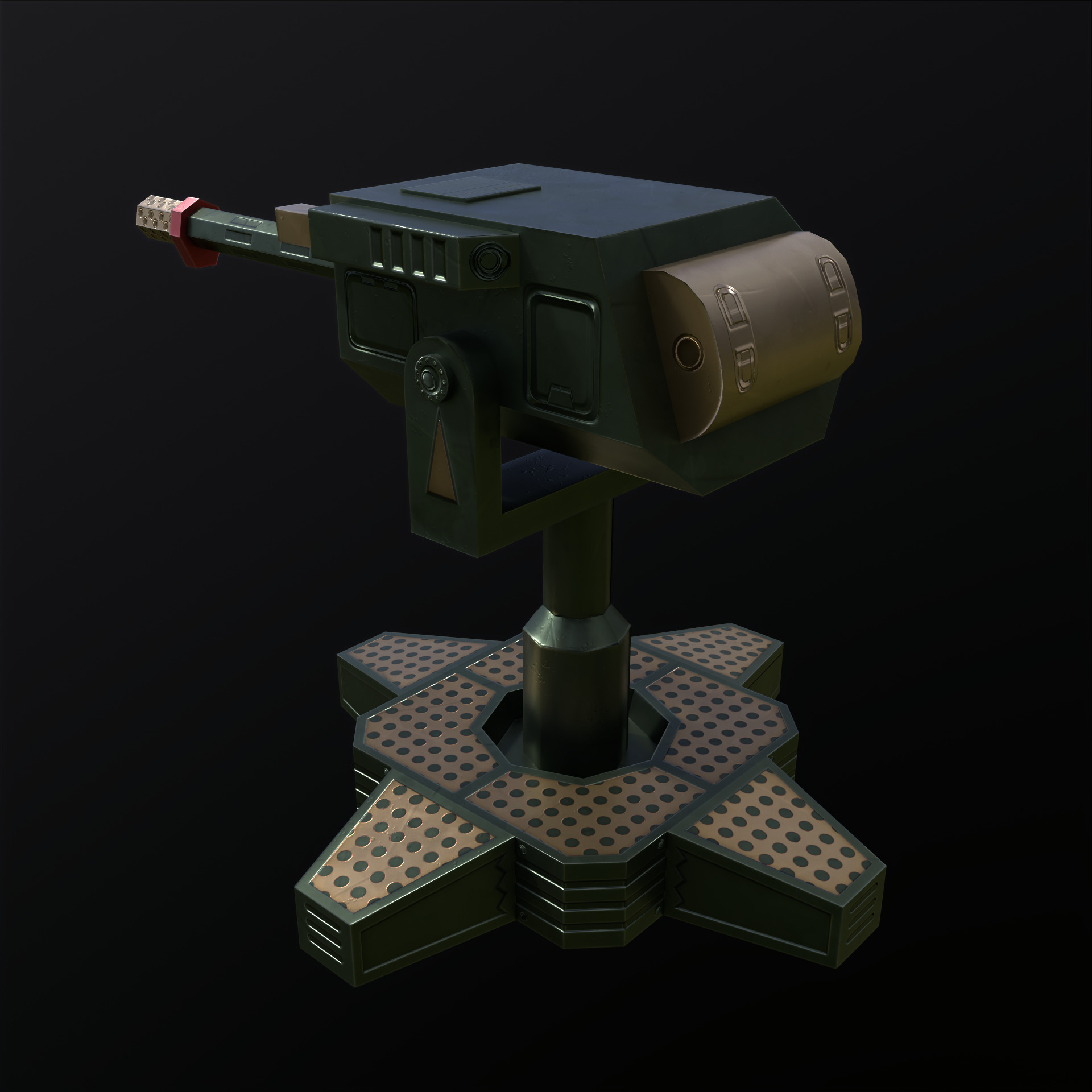 Machinegun Turret PBR Low-poly 3D model_9
