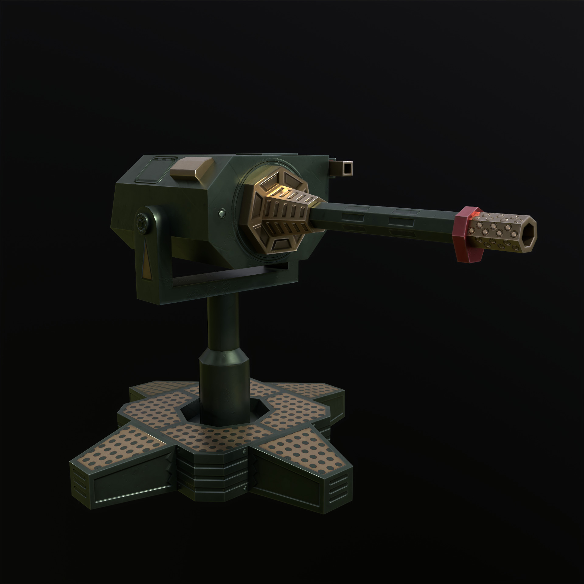 Machinegun Turret PBR Low-poly 3D model_15