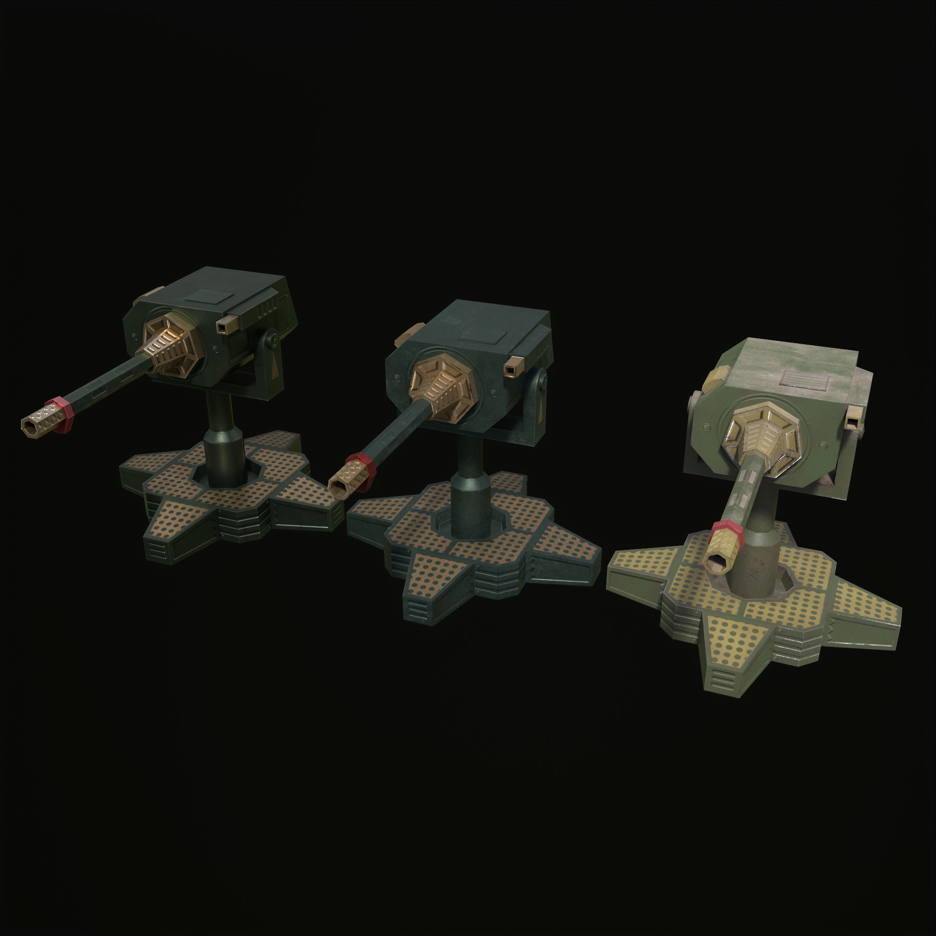 Machinegun Turret PBR Low-poly 3D model_2