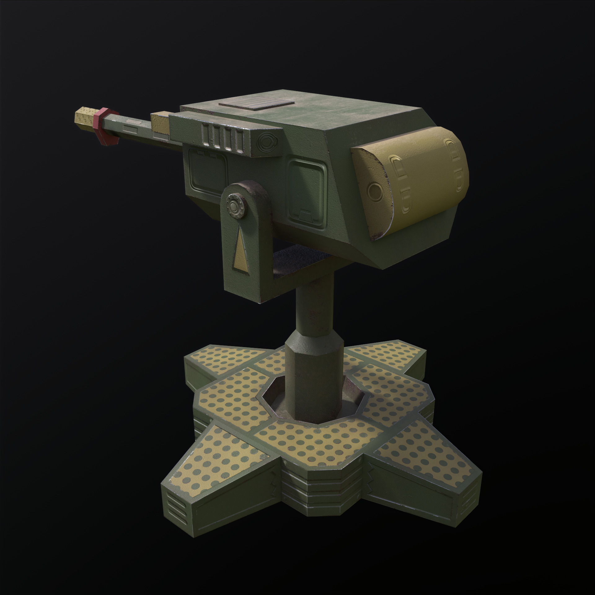 Machinegun Turret PBR Low-poly 3D model_4