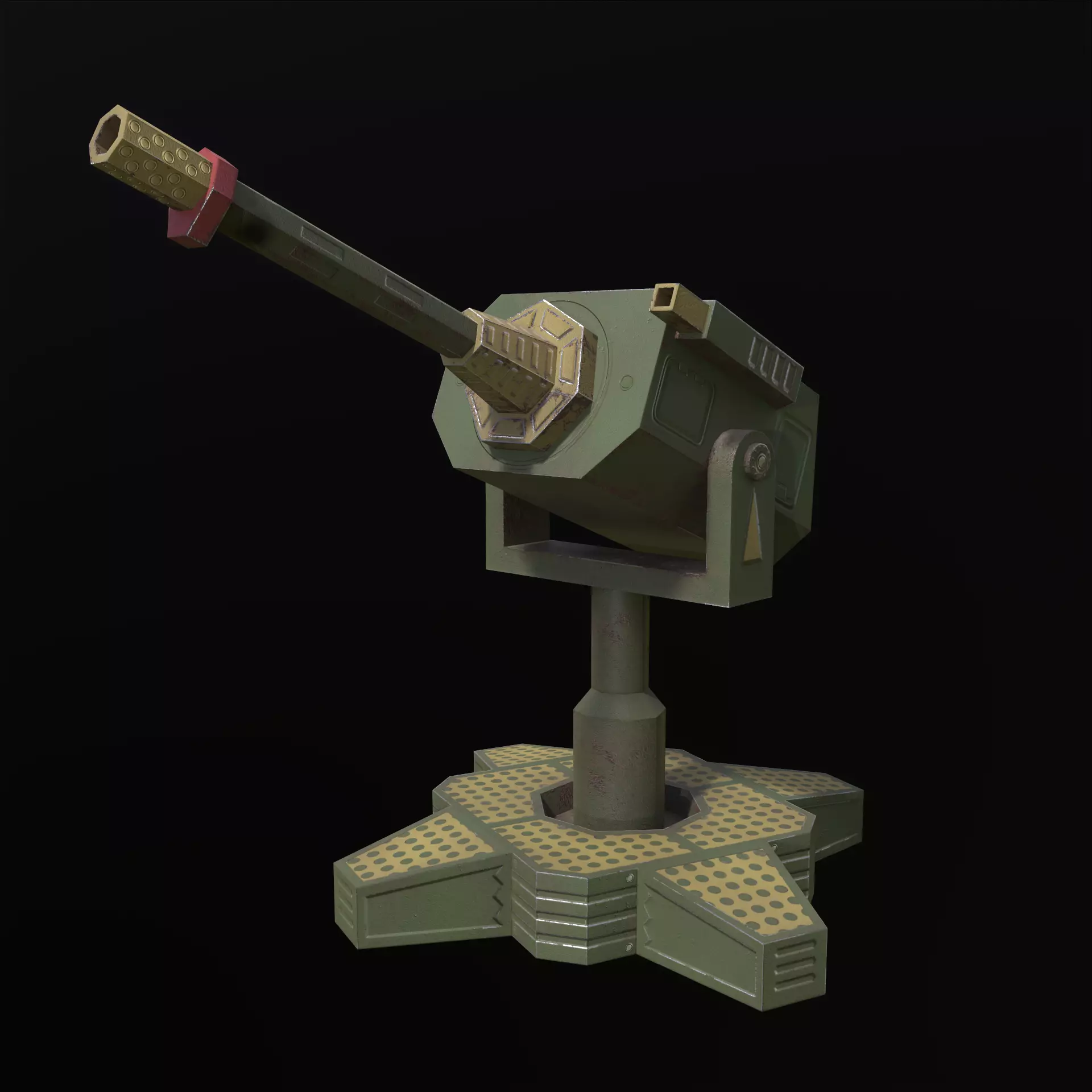Machinegun Turret PBR Low-poly 3D model_0
