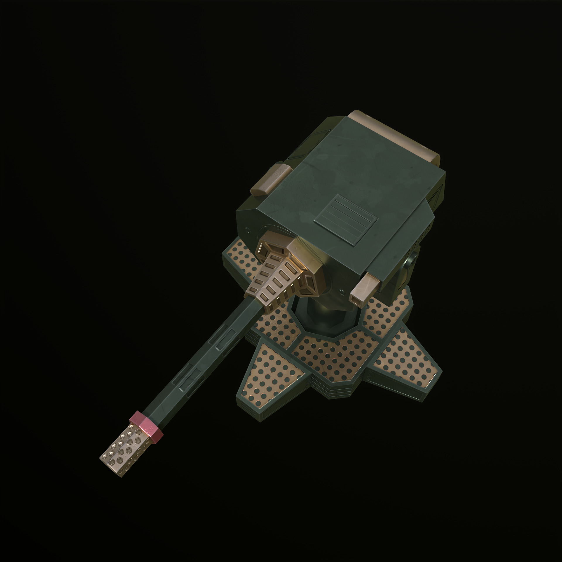 Machinegun Turret PBR Low-poly 3D model_17