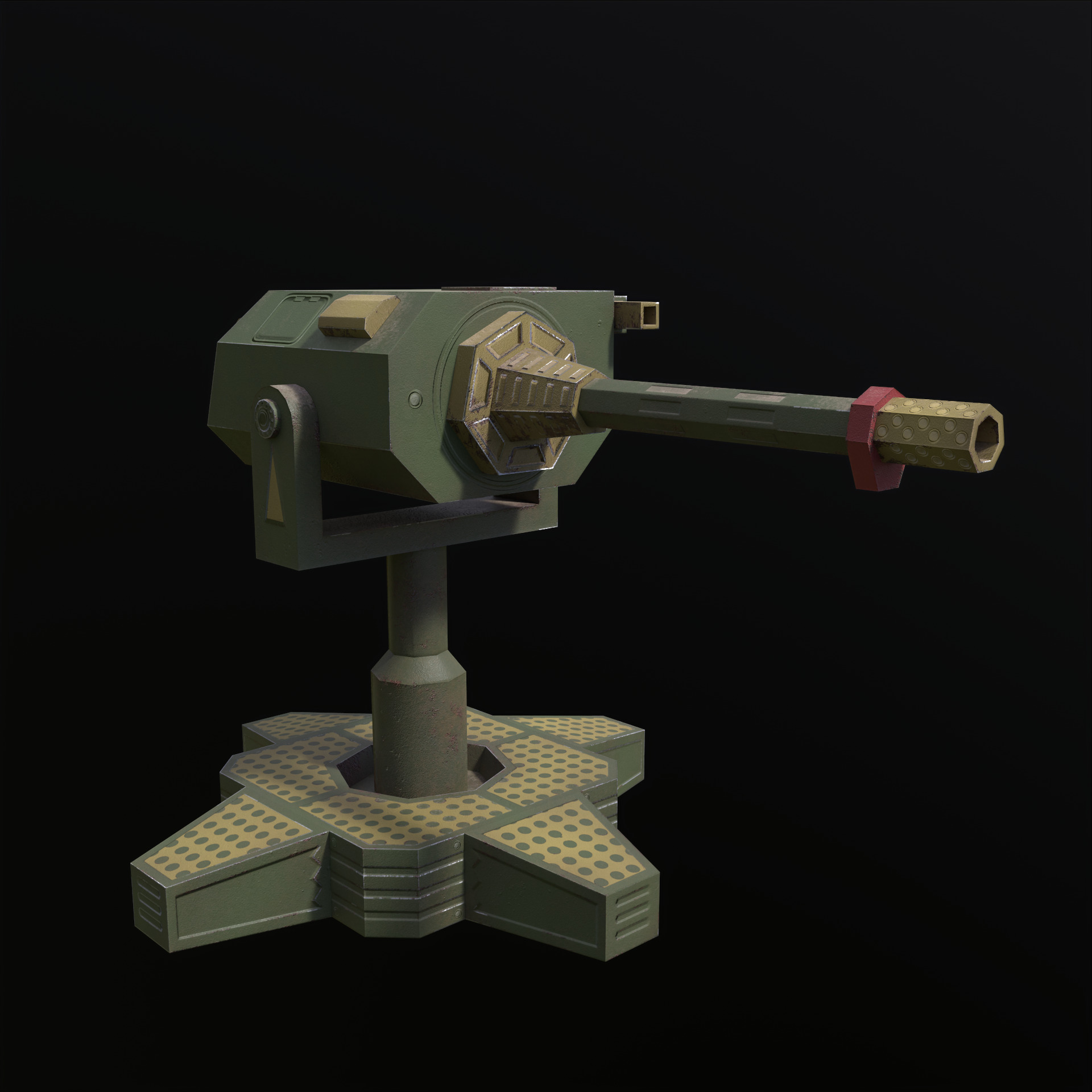 Machinegun Turret PBR Low-poly 3D model_5
