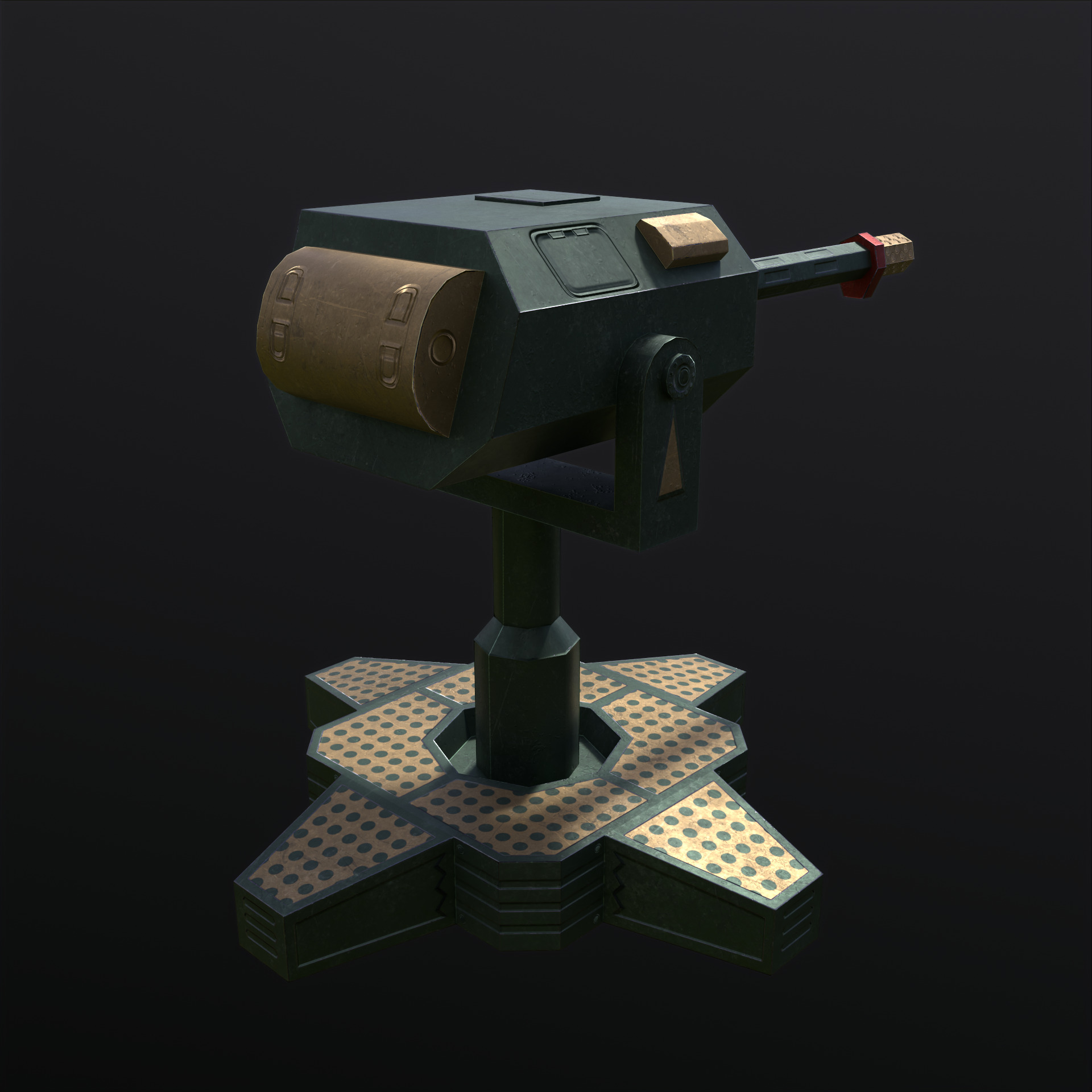 Machinegun Turret PBR Low-poly 3D model_11