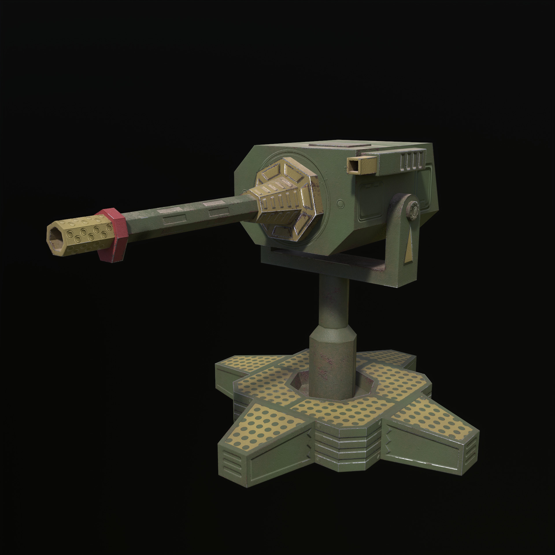 Machinegun Turret PBR Low-poly 3D model_3