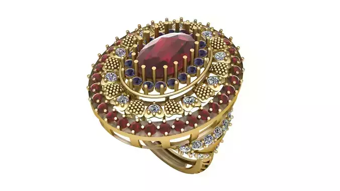QUEEN ENGAGEMENT RUBY RING 3D PRINTABLE MODEL