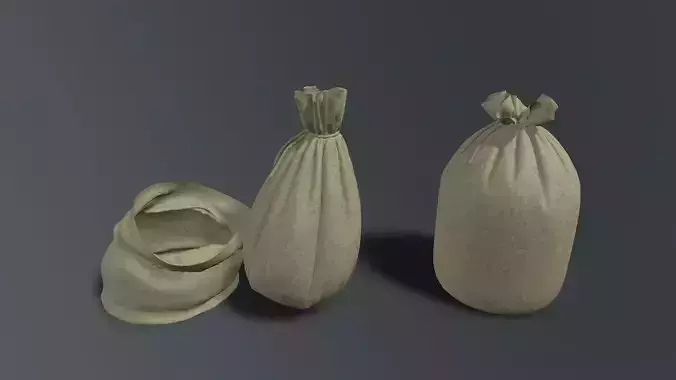 Food Sacks Grain Tied Open Stackable 3D model