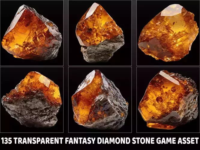 135 Transparent Fantasy Diamond Stone Game Asset