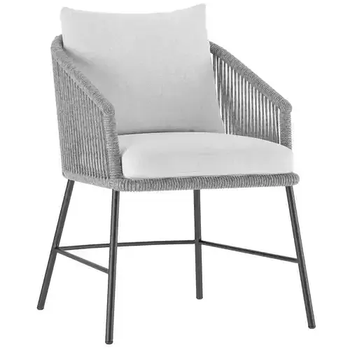 Calica Black Metal Outdoor Dining Chair with Gray Cushions