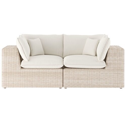 Cali Natural Wicker Outdoor Modular Loveseat 3D model