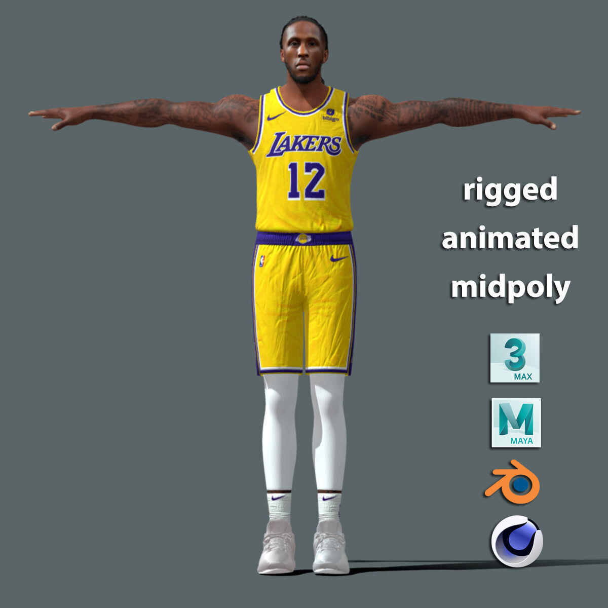 T-Pose rigged Taurean Prince Los Angeles Lakers 3D model_2
