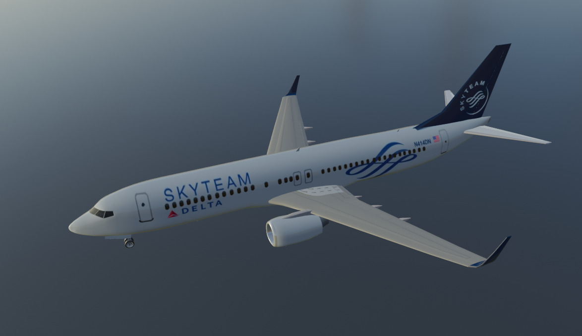 Delta airlines skyteam boeing 737-800 Low-poly 3D model_11