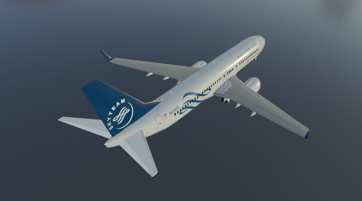 Delta airlines skyteam boeing 737-800 Low-poly 3D model_5