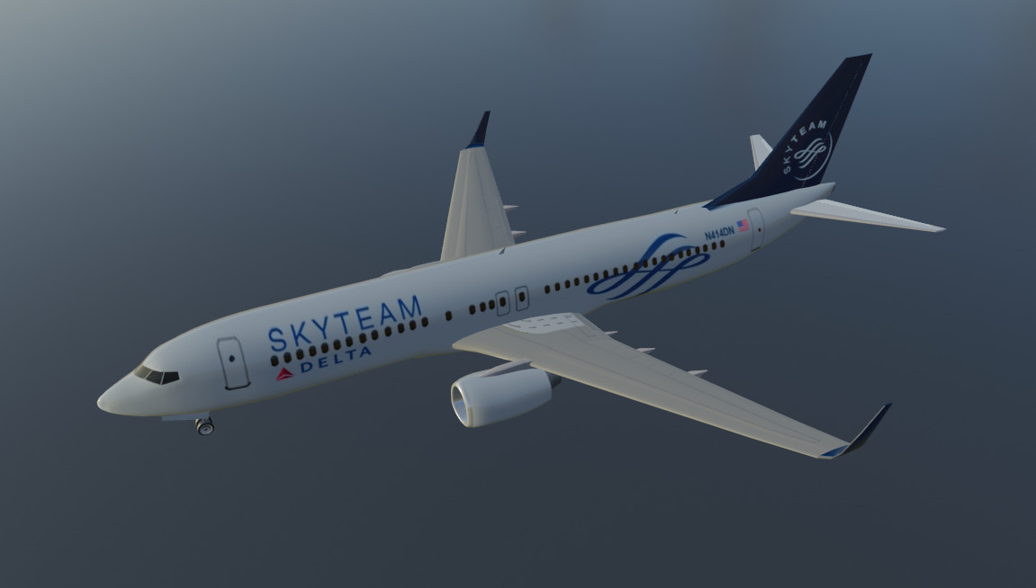 Delta airlines skyteam boeing 737-800 Low-poly 3D model_1