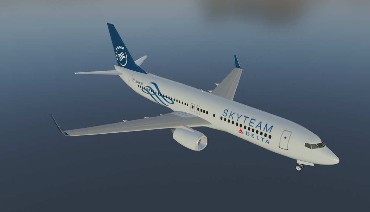 Delta airlines skyteam boeing 737-800 Low-poly 3D model_8
