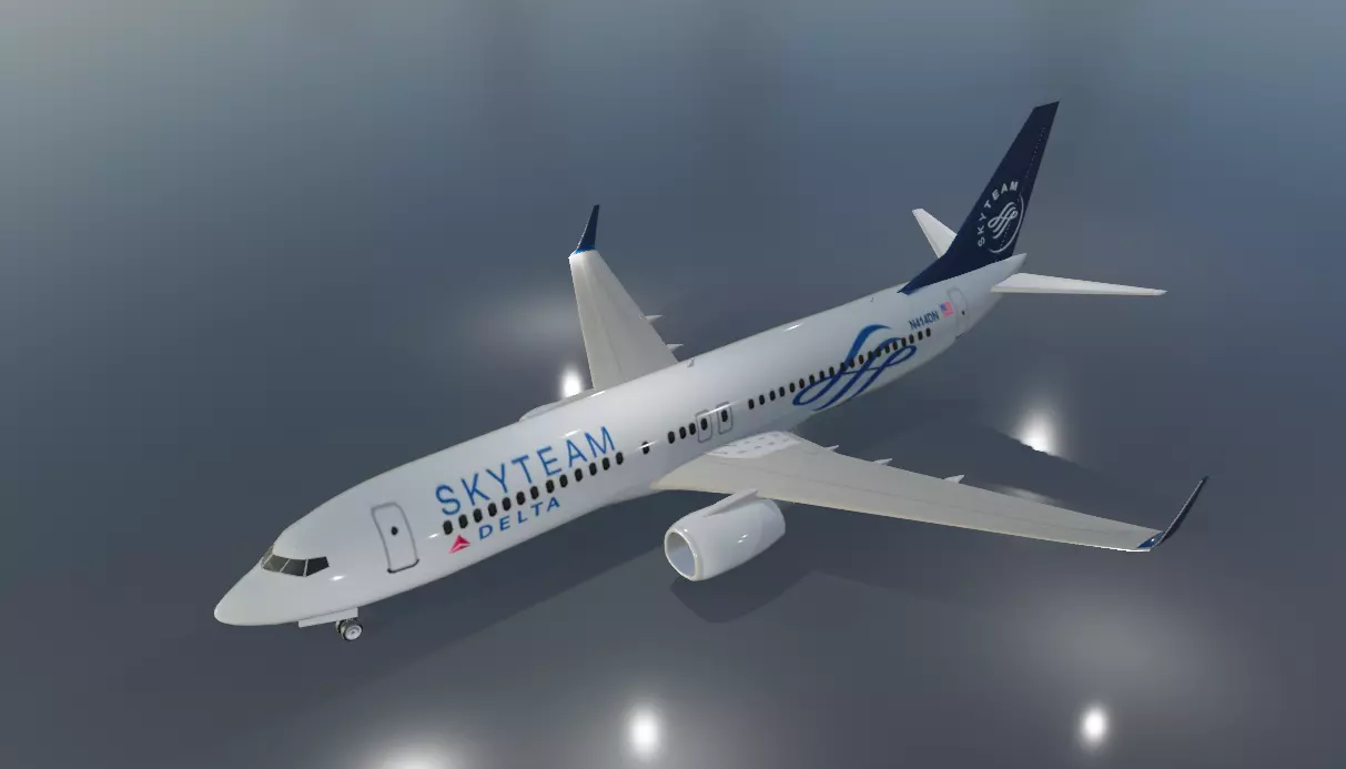 Delta airlines skyteam boeing 737-800 Low-poly 3D model_0