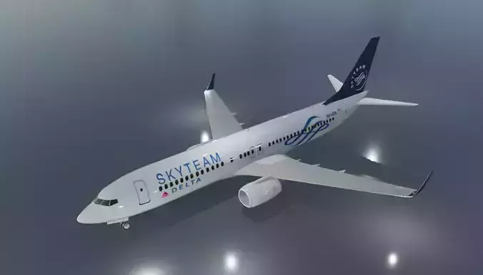 Delta airlines skyteam boeing 737-800 Low-poly 3D model