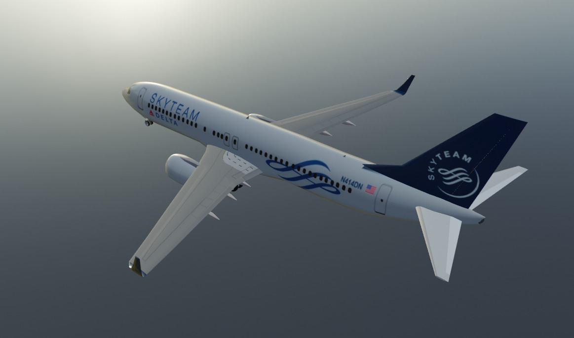 Delta airlines skyteam boeing 737-800 Low-poly 3D model_3