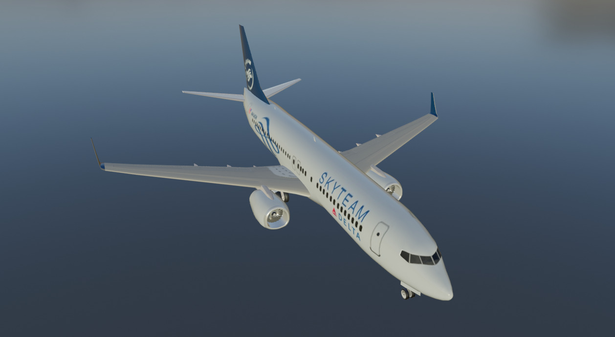 Delta airlines skyteam boeing 737-800 Low-poly 3D model_9