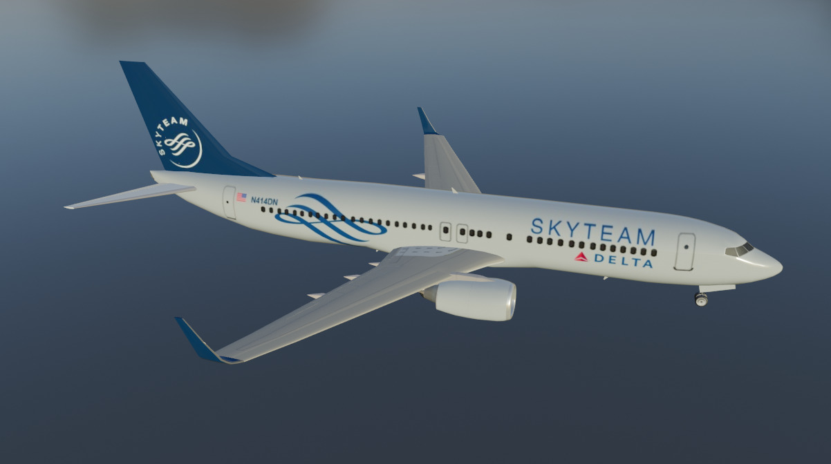 Delta airlines skyteam boeing 737-800 Low-poly 3D model_7