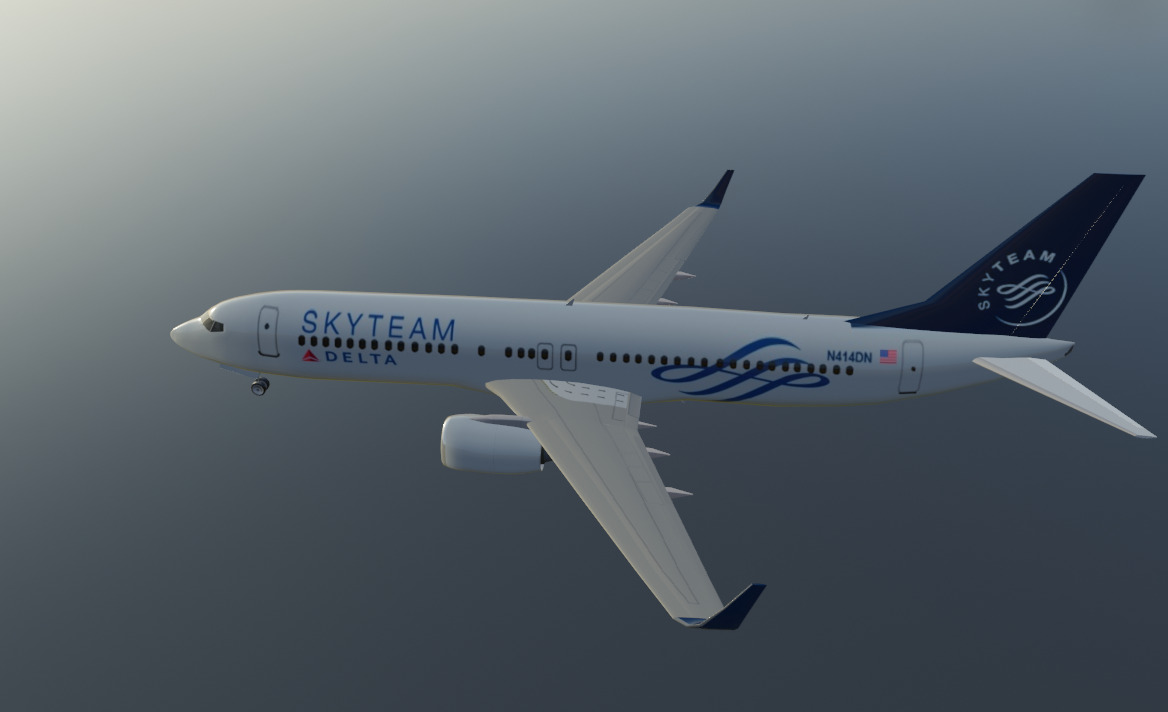 Delta airlines skyteam boeing 737-800 Low-poly 3D model_2
