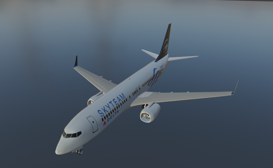 Delta airlines skyteam boeing 737-800 Low-poly 3D model_10