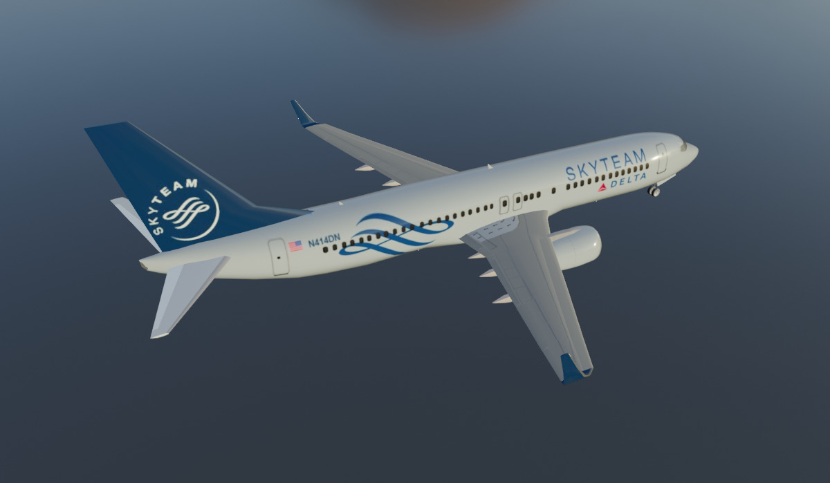 Delta airlines skyteam boeing 737-800 Low-poly 3D model_6