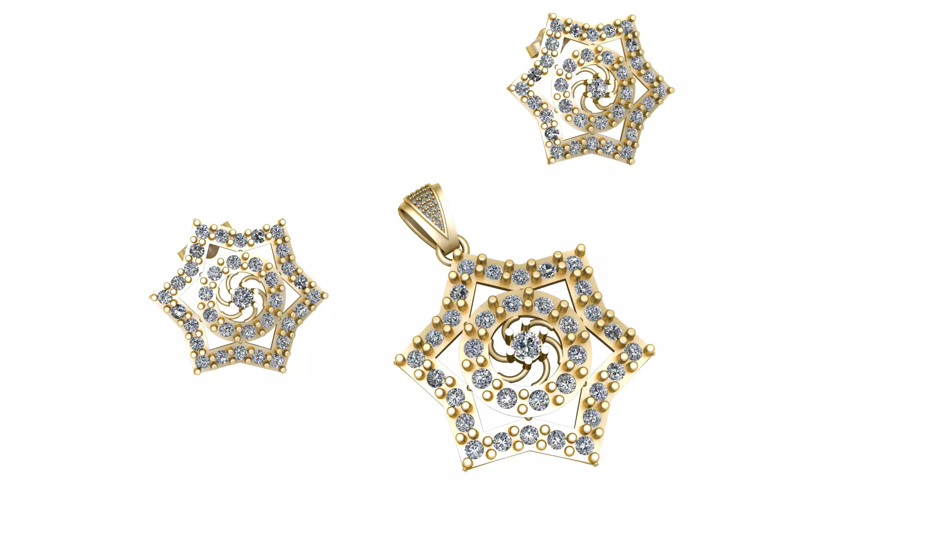 HEXAGRAM SHAPE DIAMOND LOCKET SET 3D PRINTABLE MODEL 3D print model_0