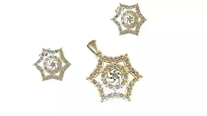 HEXAGRAM SHAPE DIAMOND LOCKET SET 3D PRINTABLE MODEL 3D print model