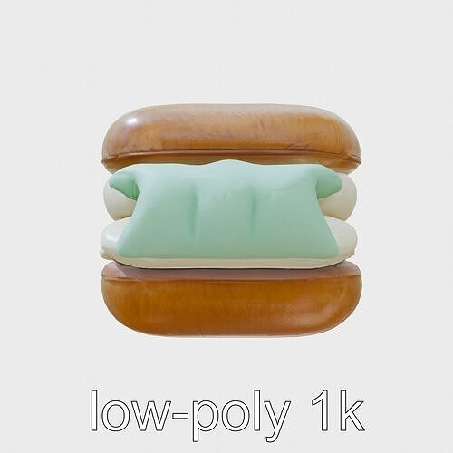 Ice Cream Sandwich Ottoman with Mint Pillow Detail Low-poly 3D model