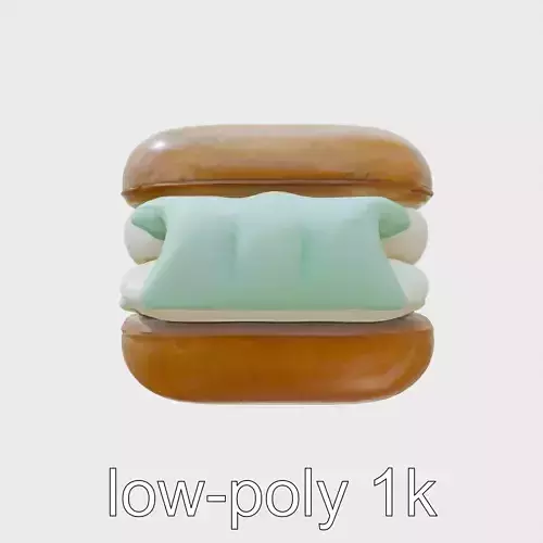Ice Cream Sandwich Ottoman with Mint Pillow Detail Low-poly 3D model
