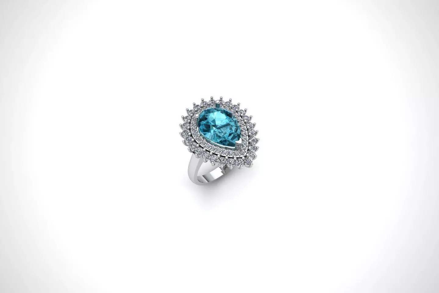 Elegant Drop Stone Ring Model -Diamond and Zircon Stone Options  3D print model_0