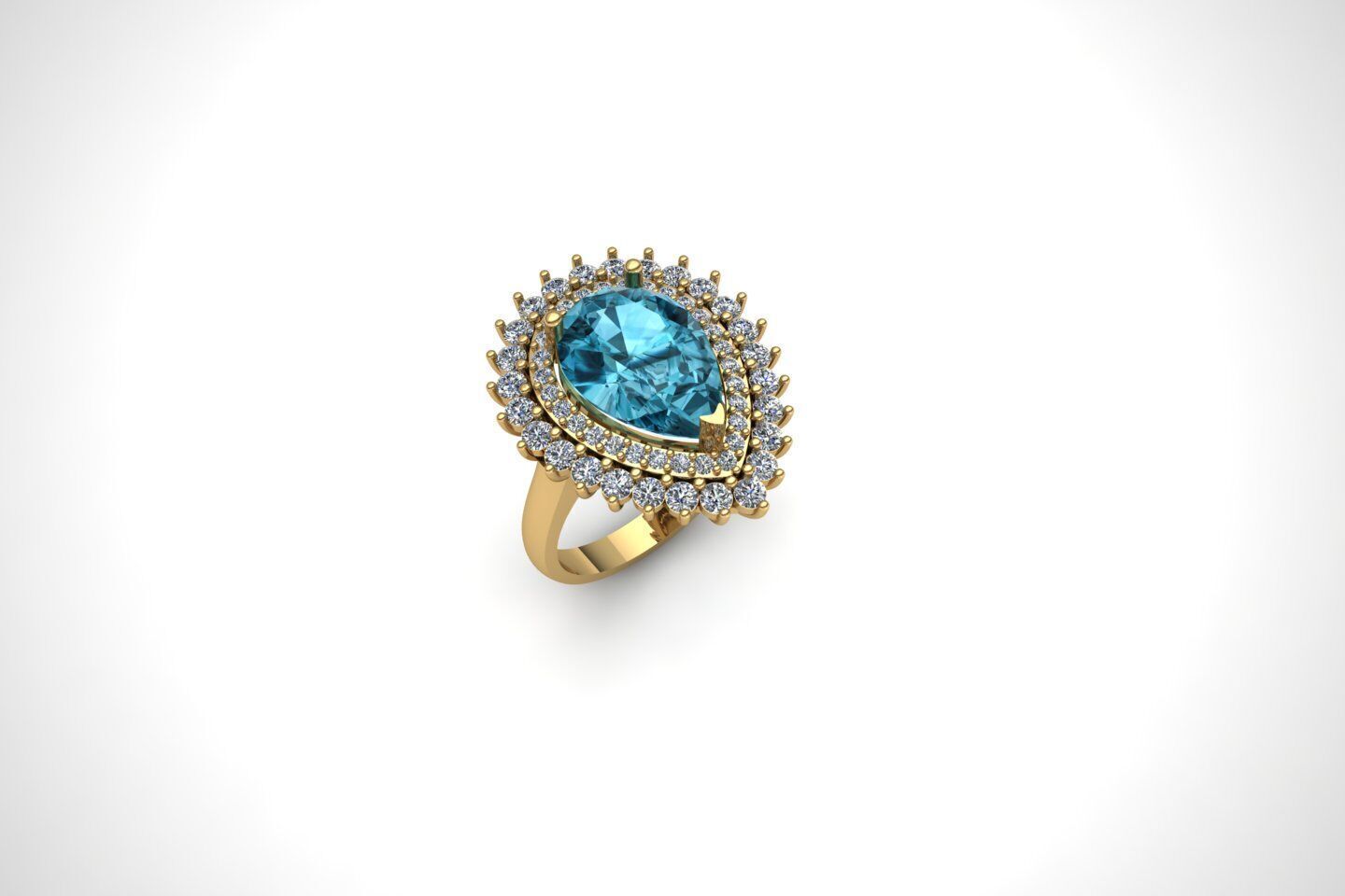 Elegant Drop Stone Ring Model -Diamond and Zircon Stone Options  3D print model_2